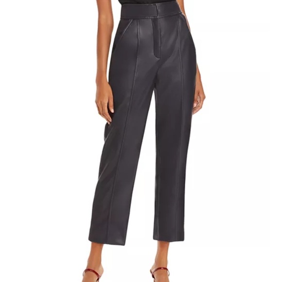 Rebecca Taylor Black Vegan Leather Stovepipe Pants - Picture 1 of 5